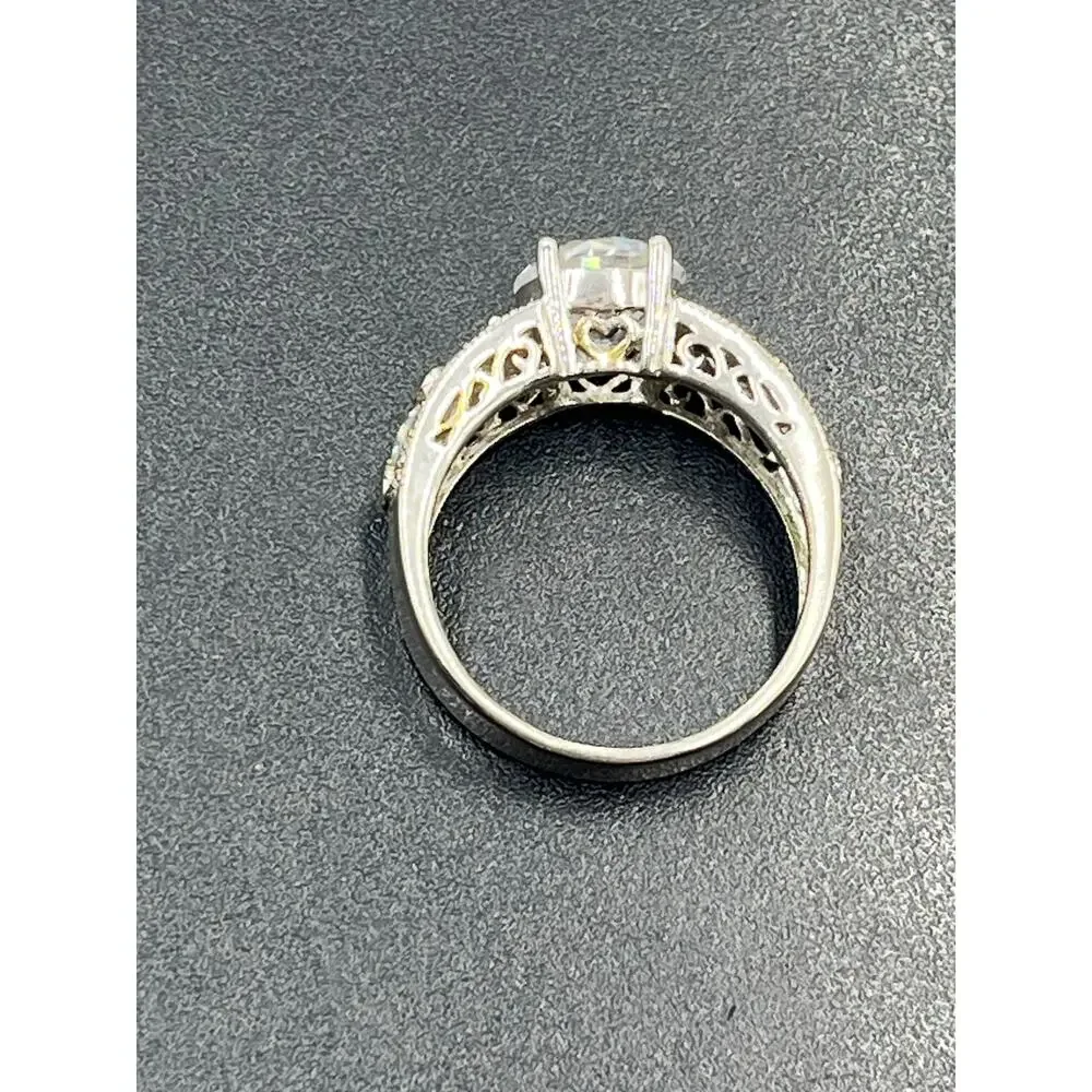 PP Signed 925 Sterling Silver Large Round CZ Engagement Promise Ring Sz‎ 9.5